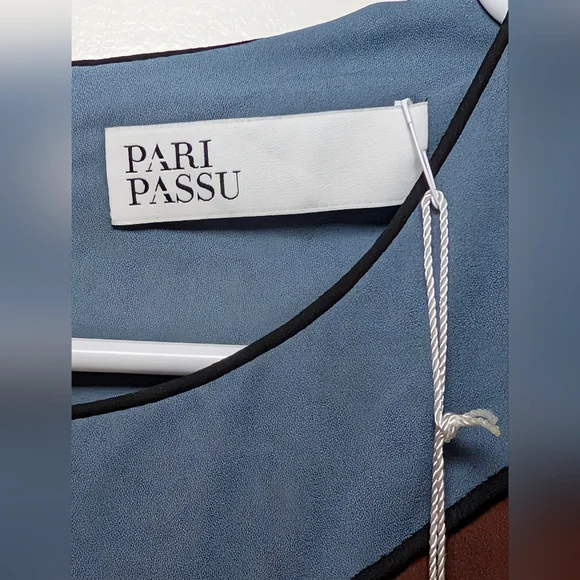 Pari Passu Women's Plus Size 16 Georgette Marni Top Brown Blue Luxury Blouse NWT - Picture 6 of 7